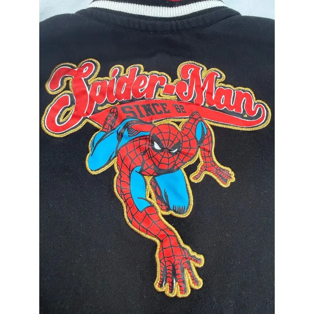 Marvel Spiderman Toddler 4T Bomber Jacket Varsity Jacket Boys Black Spider Man